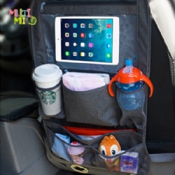 2Multi-functional car seat back organizer car seat back protectors with extra detachable large IPad holder