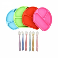 Silicone Divided Toddler Bowl  Set With Spoon