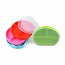 Silicone Divided Toddler Bowl  set With Cover and Spoon