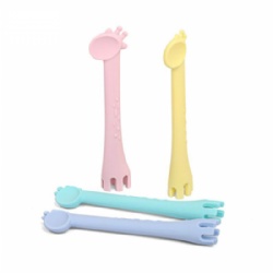 Silicone Training Spoon Care Baby Soft Tip Silicone Feeding Spoons and Teether