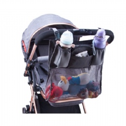 Adjustable 2-in-1 baby stroller organizer bag roomy mesh pockets stroller durable caddy storage zippered bag